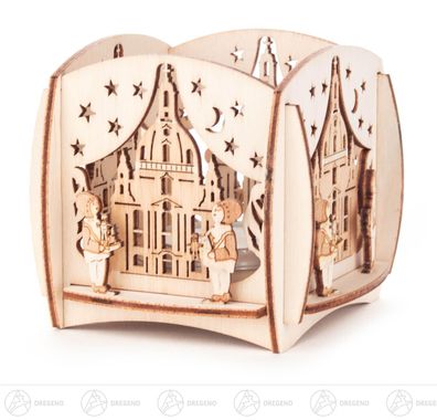 Teelichthalter Dresdner Frauenkirche und Striezelkinder BxHxT 8,5 cmx8 cmx8,5 cm