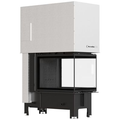 Kamineinsatz KRATKI REGNOR 500/700 8 kW Ø 200 3 seiten glas schwarz Verkleidung