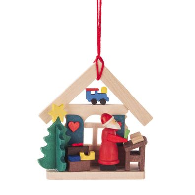 Baumbehang ehng Haus Weihnachtsmann mit Wunschzettel BxHxT 7,3x7,4x2,4cm NEU Weih