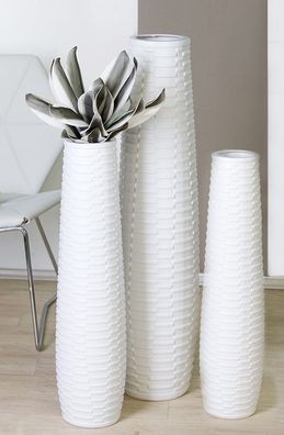 Casablanca Vase Catania Ker. weiß, .75/D.18cm Höhe: 75 cm Ø 18 cm 26457