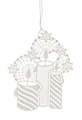Baumbehang Kerzen Plauener Spitze BxHxT 9x9x0,1cm NEU Christbaumschmuck Weihnacht