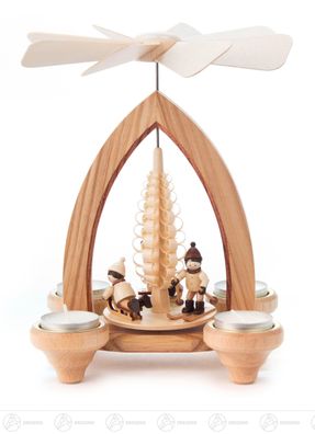 Pyramide mit Winterkindern, für Teelichte H=x Tiefe 24 cmx15,5 cm NEU Erzgebirge