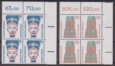 BRD 1988 postfrisch 4er Block Sehenswürdigkeiten Ecke oben rechts MiNr. 1374-1375