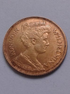 5 Gulden 1912 Niederlande Wilhelmina 3,36g Gold 900er; nur 1 Jahrgang geprägt - RAR