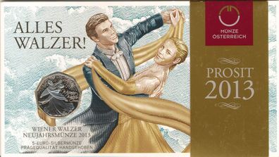 Österreich 5 Euro 2013 Wiener Walzer Silber im Folder*
