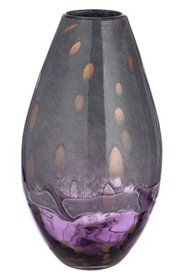 Gilde Glasart, Vase, bauchig, "Feeling", Glas, grau, lila, , H. 33 cm, D. 18 cm