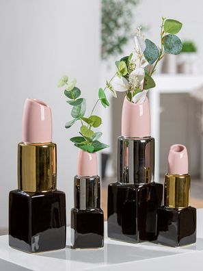 Gilde Vase, Lippenstift, "Milano", Keramik, rosa, VE 2, L. 9 cm, B. 9 cm, H. 30