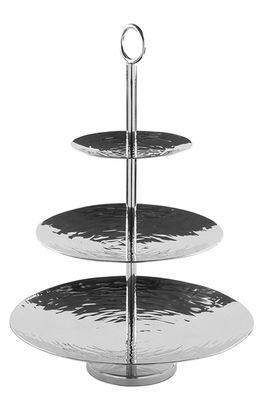 Fink TOBAGO, 3er Etagere, Edelstahl , gehämmert, silberfarben, L. 33 cm, B. 33