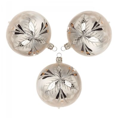 Thüringer Christbaumschmuck Kugel eisweiß Waffelmuster silber (3 BxHxT 8x8x8cm NE