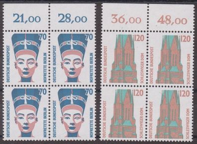 BRD 1988 postfrisch 4er Block Sehenswürdigkeiten mit Oberrand MiNr. 1374-1375