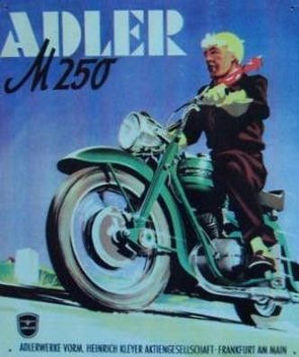 Blechschild Adler M 250, Motorrad, Werbung, Deko, Klassiker, Bild, Nostalgie