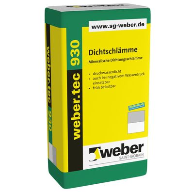 weber. tec 930 Dichtschlämme DS grau 25kg - Lieferform: 1 Sack - 25kg