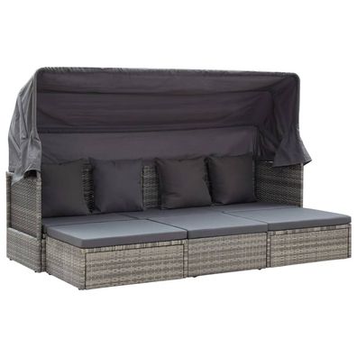 vidaXL Garten-Sonneninsel mit Dach Grautöne Poly Rattan