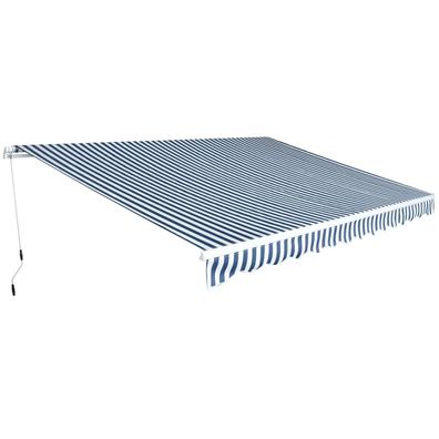 vidaXL Gelenkarmmarkise 450 cm Blau/Weiß