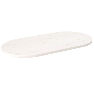 vidaXL Tischplatte Weiß 90x45x2,5 cm Massivholz Kiefer Oval