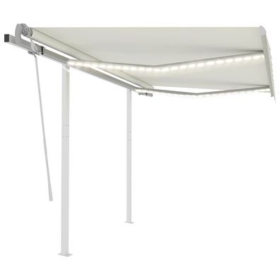 vidaXL Markise Manuell Einziehbar mit LED 3x2,5 m Creme