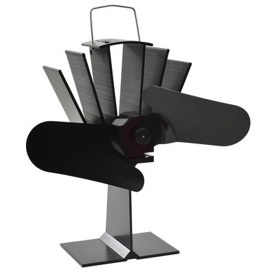 vidaXL Ofenventilator Wärmebetrieben 2 Blätter Schwarz