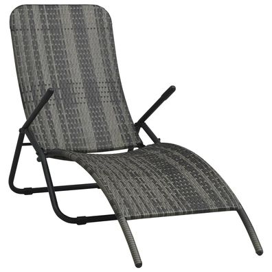vidaXL Klappbare Sonnenliege Poly Rattan Grau