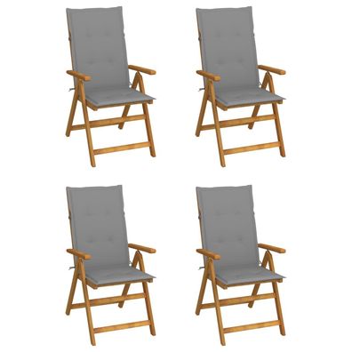 vidaXL Hochlehner Verstellbar 4 Stk. mit Auflagen Massivholz Akazie