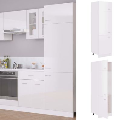 vidaXL Kühlumbauschrank Lyon Hochglanz-Weiß 60x57x207 cm Holzwerkstoff