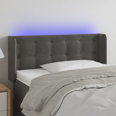 vidaXL LED Kopfteil Dunkelgrau 93x16x78/88 cm Samt