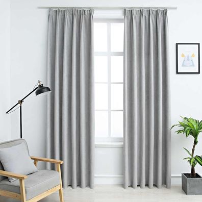 vidaXL Verdunkelungsvorhänge mit Haken 2 Stk. Grau 140x175 cm