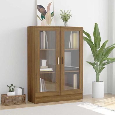 vidaXL Vitrinenschrank Braun Eiche-Optik 82,5x30,5x115cm Holzwerkstoff