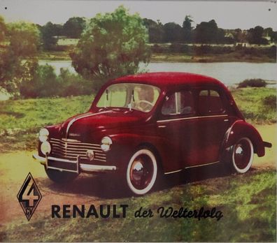 Blechschild Renault 4 CV , Oldtimer, Werbung, Deko, Bild, Auto, Klassiker, Nostalgie