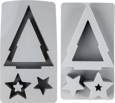 Silikongießform Teelichtbaum und Sterne, 3 Formen