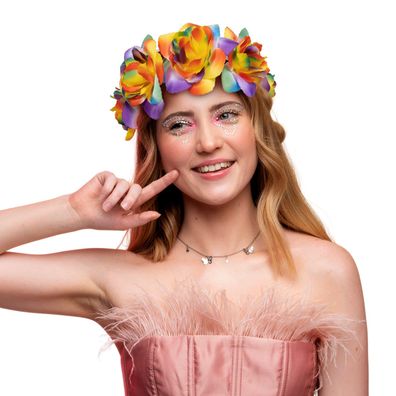 buntes Blumenhaarband Rosen Stirnband pastell Festival Karneval Fasching