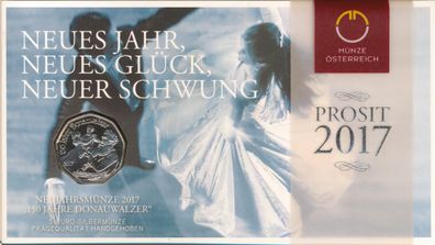 Österreich 5 Euro 2017 Neujahrsausgabe Silber im Folder*