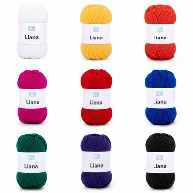 50g Happy Hobby Liana Polyacryl Wolle Garn zum Stricken Häkeln GP 24,00€/1kg