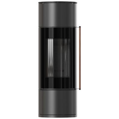 Kaminofen aus Stahl KRATKI AMBLER Ø150 7 kW schwarz Verkleidung griff Jatobaholz