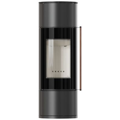 Kaminofen aus Stahl KRATKI AMBLER Ø 150 7 kW mit Türfeder griff aus Jatobaholz