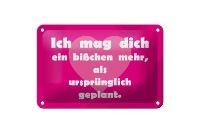 Blechschild 18 x 12 cm Ich mag Dich (Herz)