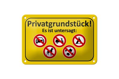 Blechschild 18 x 12 cm Privatgrundstück Es ist untersagt Auto fahren Hunde