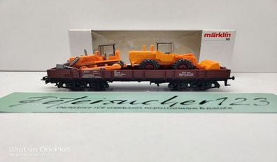 MÃ¤rklin H0 AC 4474 Niederbord + Planierraupe + Schaufellader / Rlmms / DB / OVP weiÃ