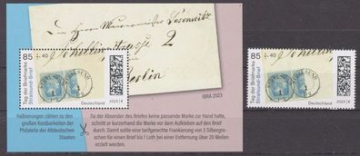 BRD 2023 postfrisch MiNr. 3752 und Block 91 Tag der Briefmarke