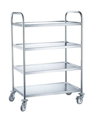 Gastro-Rollwagen 4-etagig – Edelstahl, 90x58 cm, langlebig & platzsparend