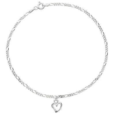Fußkettchen Fußkette Herz 925 Sterling Silber Federring