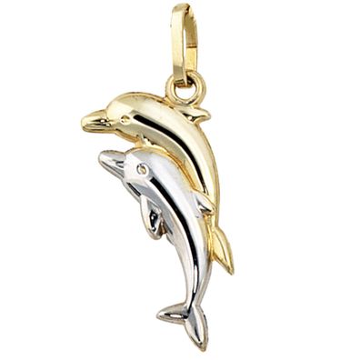 Kinder Anhänger Delfin Delfine 333 Gold bicolor Kinderanhänger Delfinanhänger