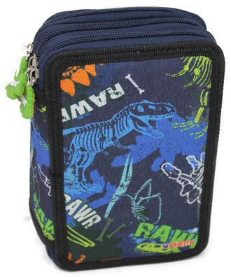 Schüleretui Federmäppchen Mäppchen 3-fach gefüllt Design DINO