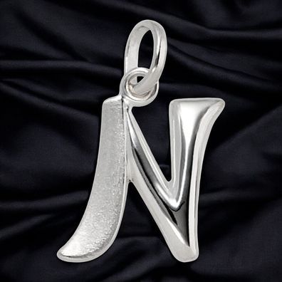 Anhänger Buchstabe N 925 Sterling Silber matt Buchstabenanhänger