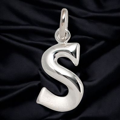 Anhänger Buchstabe S 925 Sterling Silber matt Buchstabenanhänger