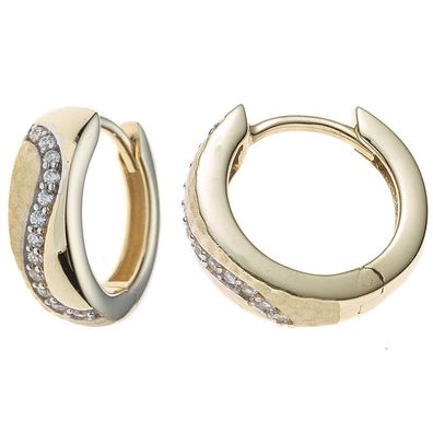 Creolen rund 333 Gold Gelbgold bicolor mattiert mit Zirk. Ohrringe