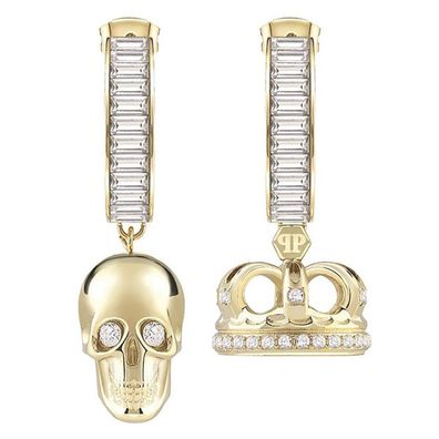 Philipp Plein Schmuck Damen-Ohrringe Creolen Skull Crown Goldfarben PJ4AA02EU