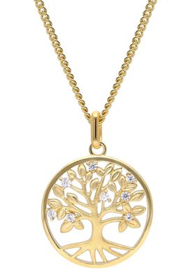 trendor Schmuck Damen-Kette 925 Silber Vergoldet Lebensbaum Collier 28538
