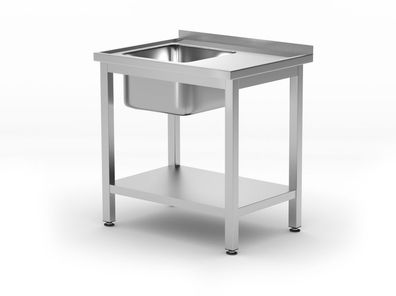 Hendi Spültisch mit Becken links und Grundboden Kitchen Line 800x600x850mm