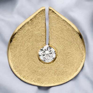 Anhänger 585 Gold Gelbgold eismatt 1 Diamant Brillant Diamantanhänger