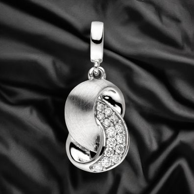 Anhänger 585 Gold Weißgold matt 14 Diamanten Brillanten